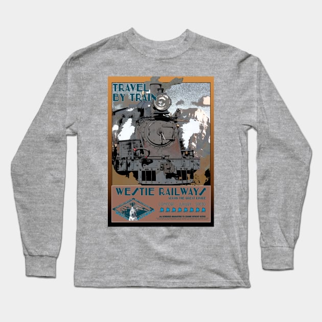 Retro Steam Rail Travel_05 Long Sleeve T-Shirt by seadogprints